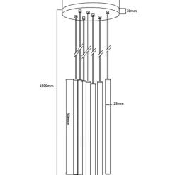Clearance Elegancka lampa wisząca ze złotymi tubami LP-894/7P GD z serii LUNGO Żyrandole Nowoczesne