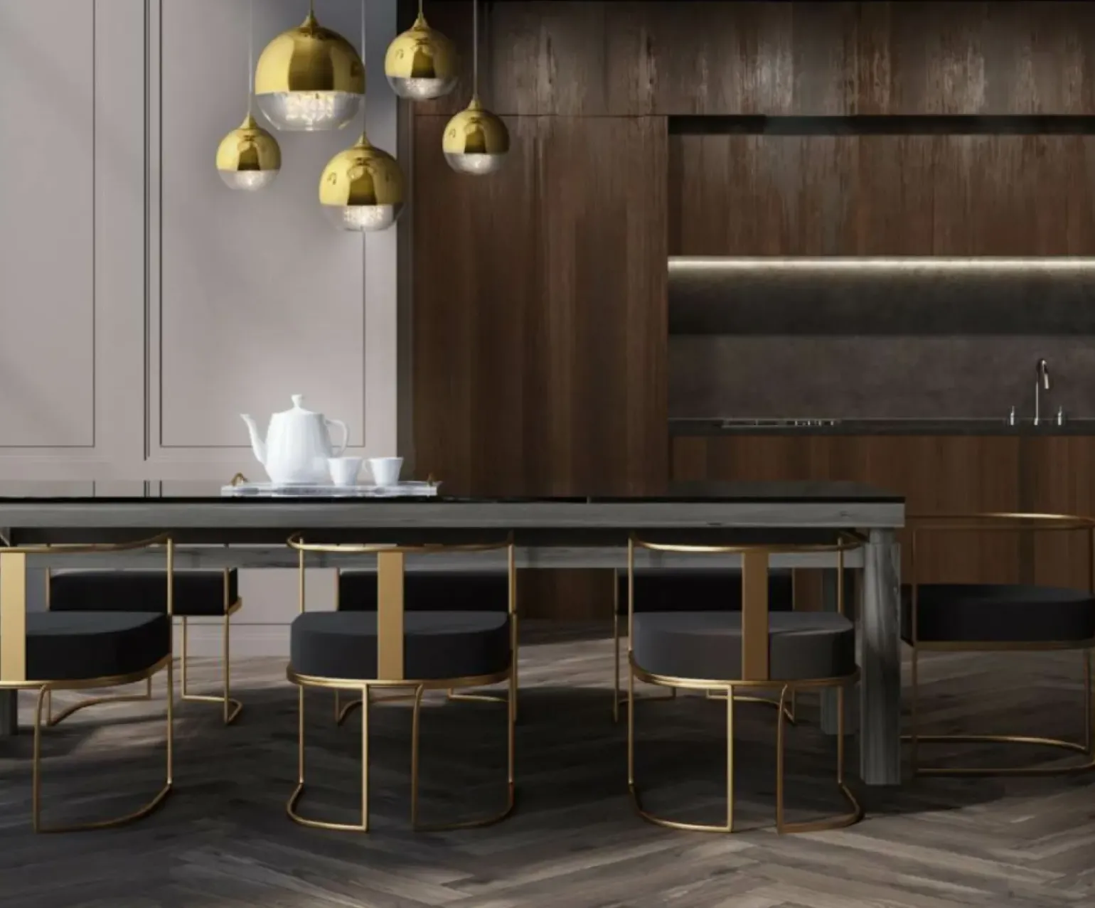 Best Elegancka, złota lampa z kulami P140-PL-170-5-G FERMI | Kaja Żyrandole Nowoczesne