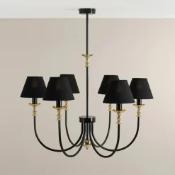 Sklep Kaja Elegancki, czarno-złoty żyrandol do salonu 1118K1 z serii ROMA | Kaja