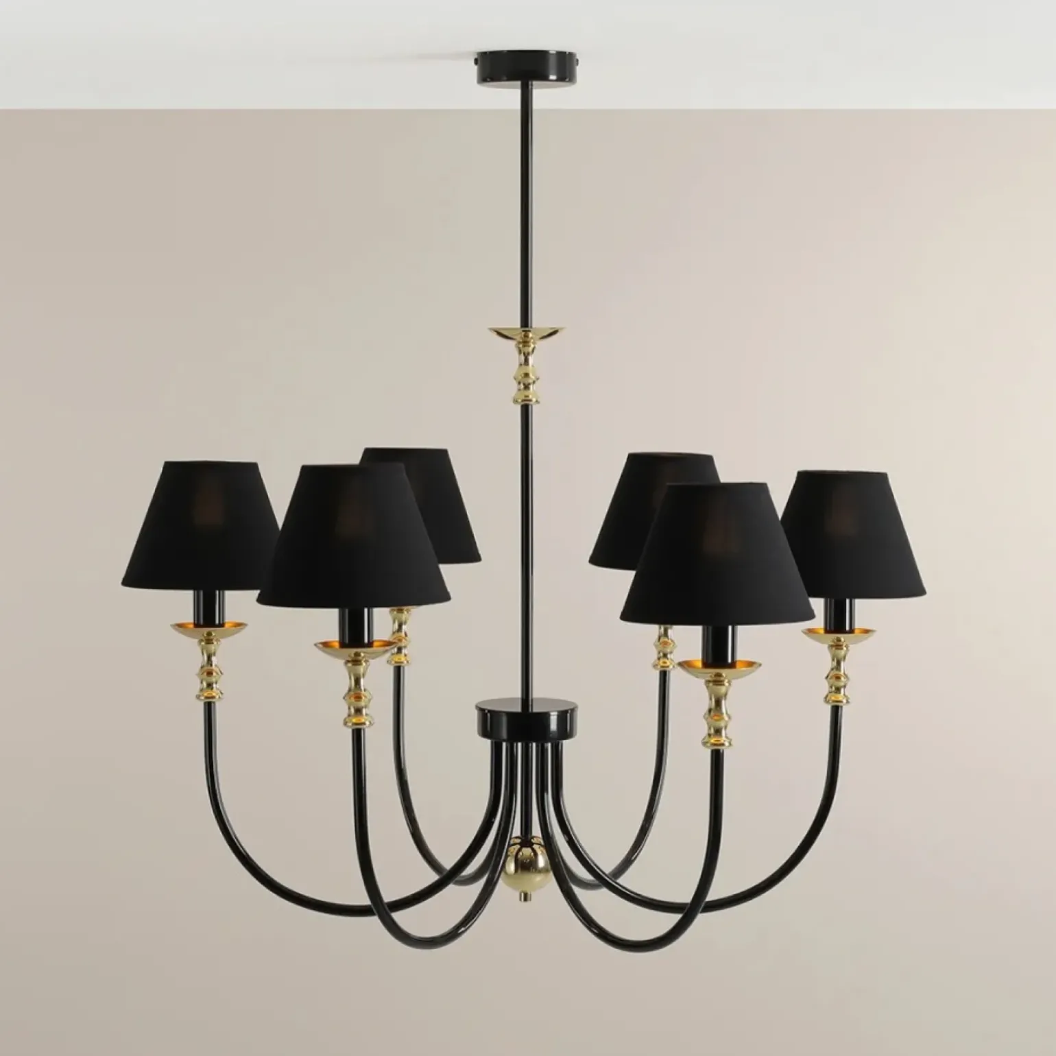 Sklep Kaja Elegancki, czarno-złoty żyrandol do salonu 1118K1 z serii ROMA | Kaja