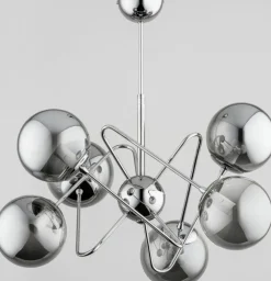 Store Futurystyczna lampa sufitowa w chromie, 6 kloszy AL 63094 | Kaja Żyrandole Nowoczesne