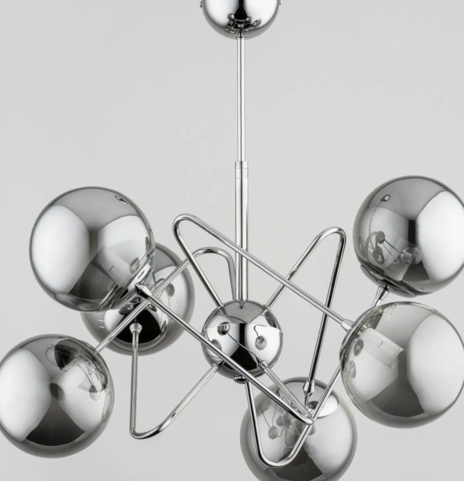 Store Futurystyczna lampa sufitowa w chromie, 6 kloszy AL 63094 | Kaja Żyrandole Nowoczesne