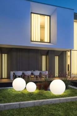 Sklep Kaja Geometryczna kula ogrodowa biała lampa 6977 CUMULUS | Kaja Oświetlenie