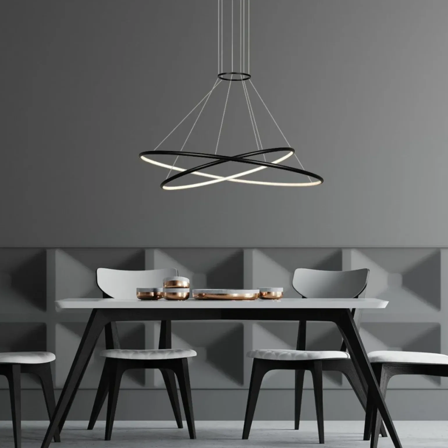 Fashion Geometryczna lampa wisząca LED LP-940/2P 4BK HALIFAX | Kaja Żyrandole Nowoczesne