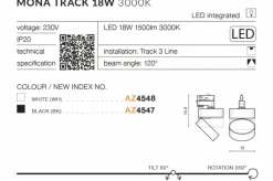 Sklep Kaja Głowica LED do szyny 3-fazowej natynkowej AZ4548 MONA | Kaja
