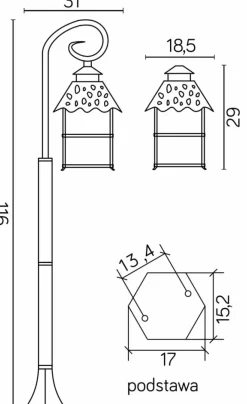 Sklep Kaja Gustowna, zewnętrzna lampa ogrodowa K 5002/2/Z z serii CADIZ | Kaja Oświetlenie