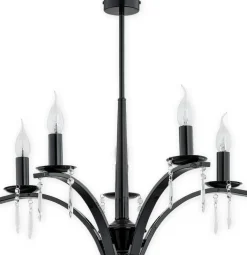 Sklep Kaja Gustowny żyrandol z czarnym połyskiem O2865 W5 CZA | Kaja Oświetlenie