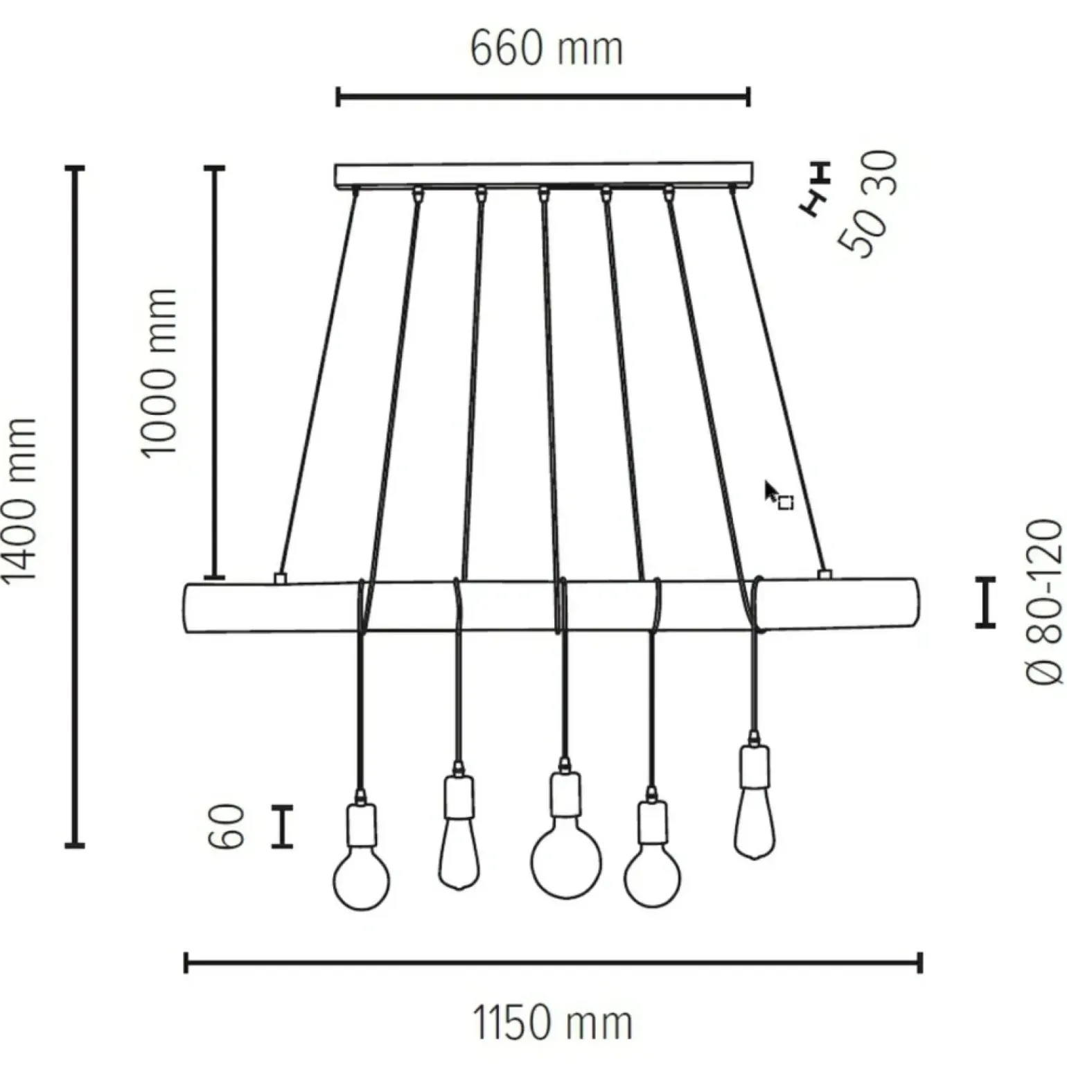 Outlet Industrialna lampa nad stół w jadalni 69304504 TRABO LONG | Kaja Żyrandole Nowoczesne