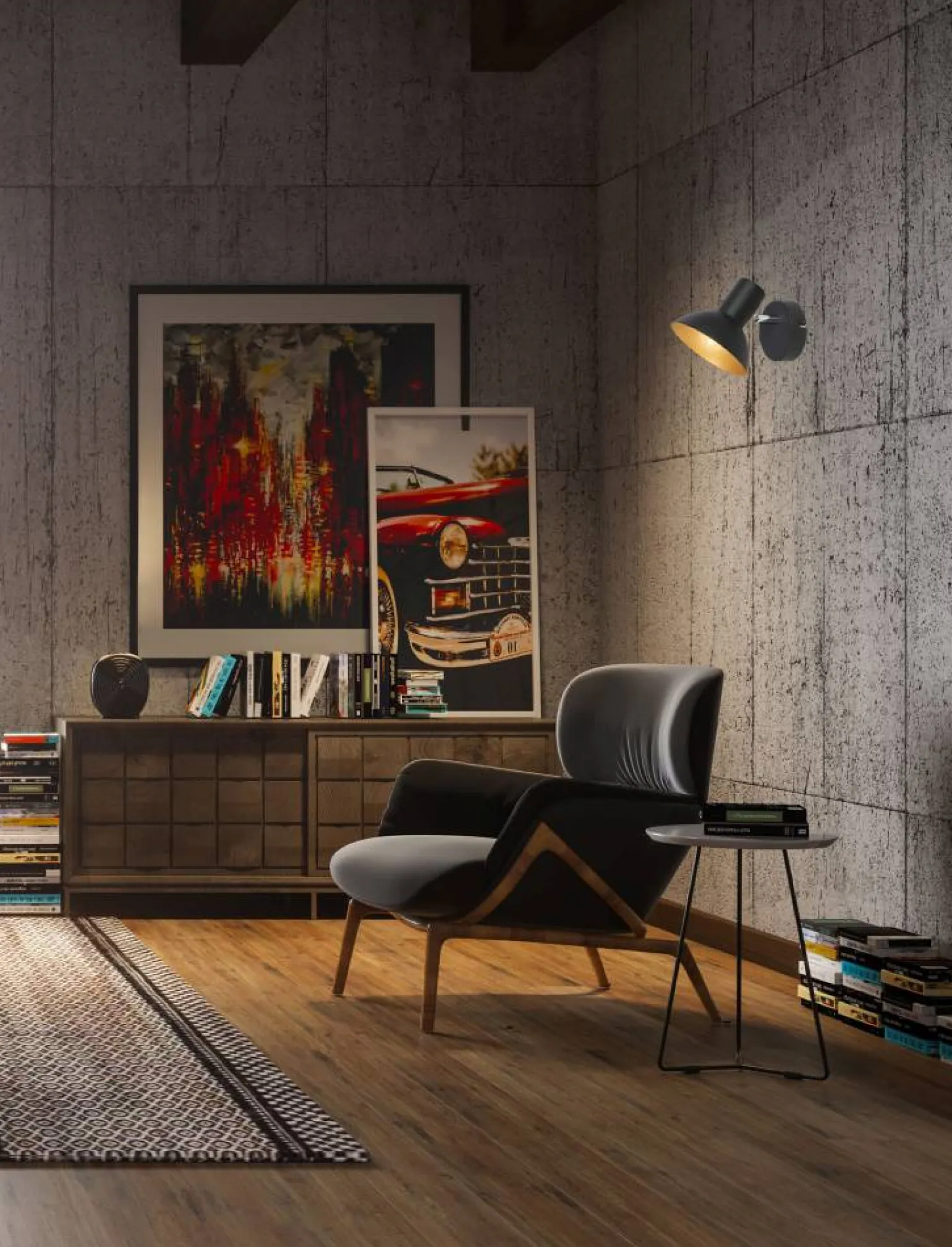 Sklep Kaja Industrialny, czarno-złoty kinkiet 91-63410 DISO | Kaja Oświetlenie