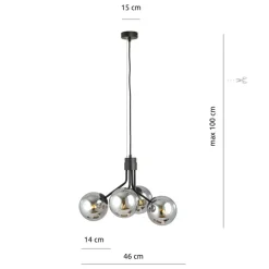 Sale Industrialny zwis z lustrzanymi kloszami 1140/4 NOVA | Kaja Żyrandole Nowoczesne