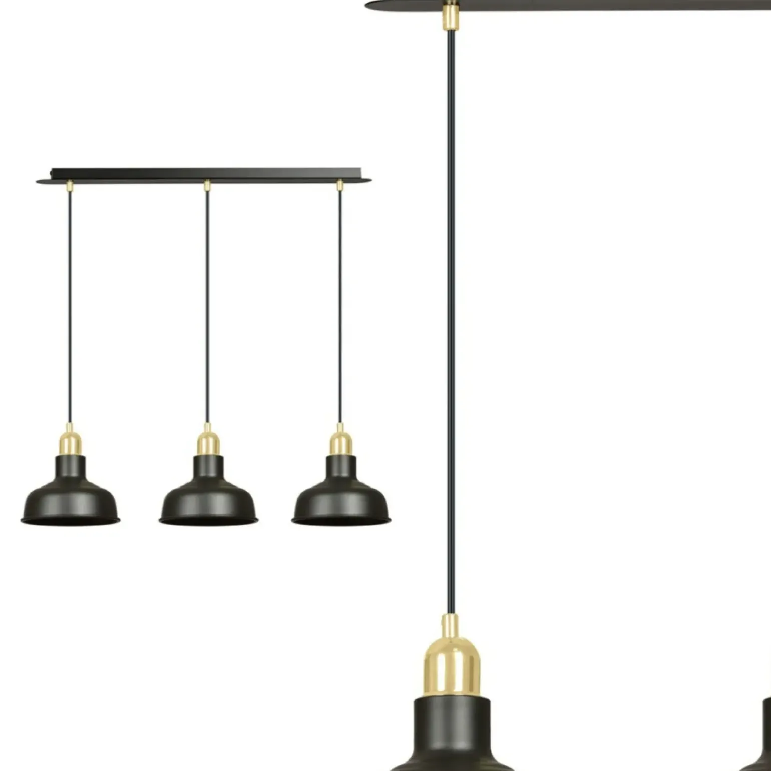 Best Sale Industrialny zwis ze złotymi dodatkami 1042/3 IBOR | Kaja Oświetlenie Żyrandole Nowoczesne