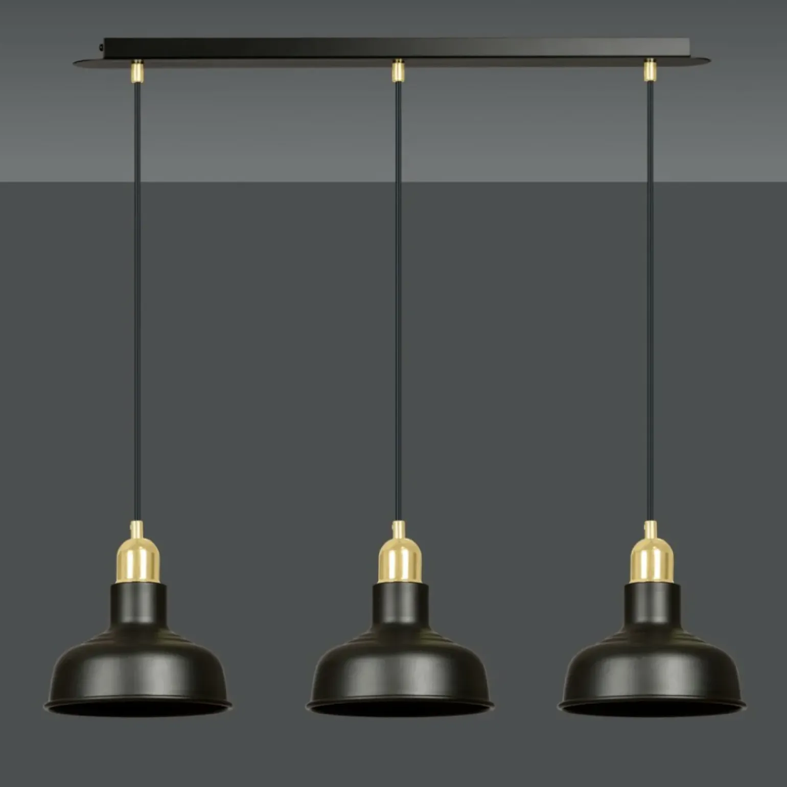 Best Sale Industrialny zwis ze złotymi dodatkami 1042/3 IBOR | Kaja Oświetlenie Żyrandole Nowoczesne