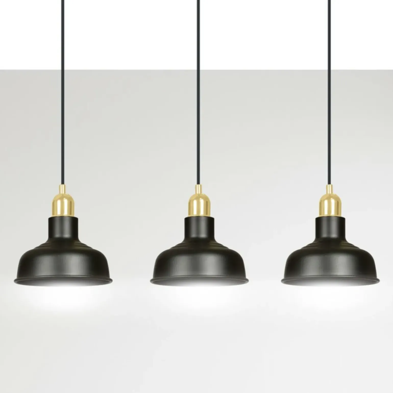 Best Sale Industrialny zwis ze złotymi dodatkami 1042/3 IBOR | Kaja Oświetlenie Żyrandole Nowoczesne