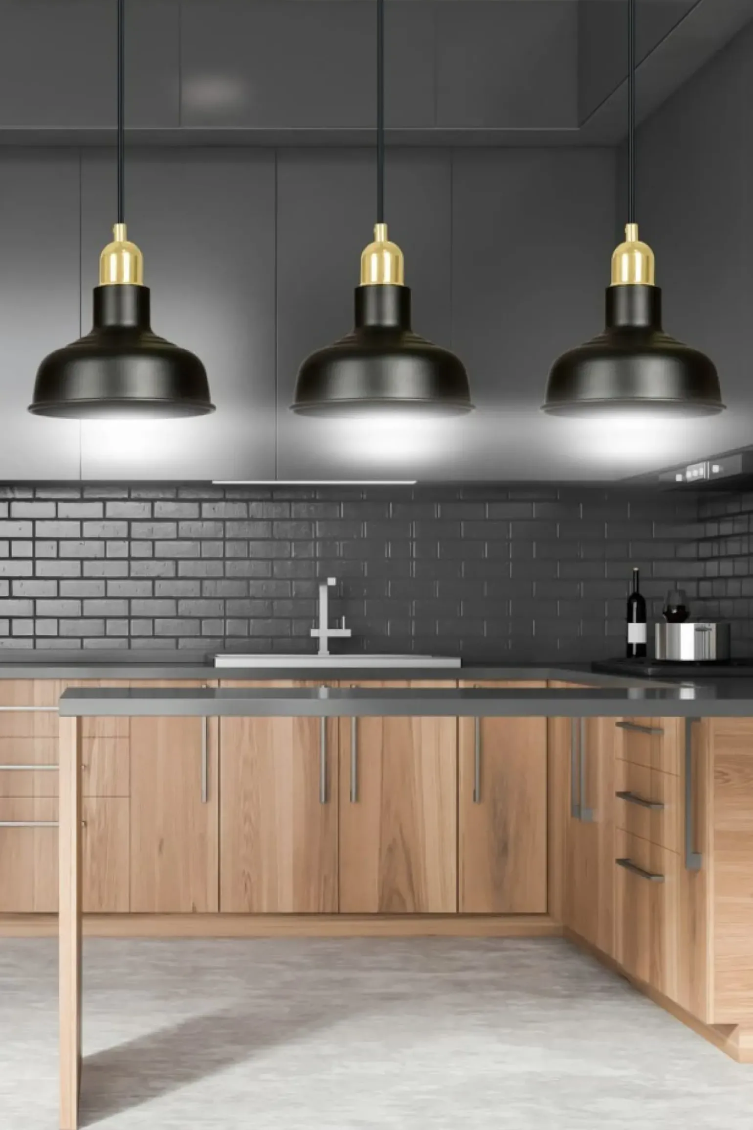 Best Sale Industrialny zwis ze złotymi dodatkami 1042/3 IBOR | Kaja Oświetlenie Żyrandole Nowoczesne