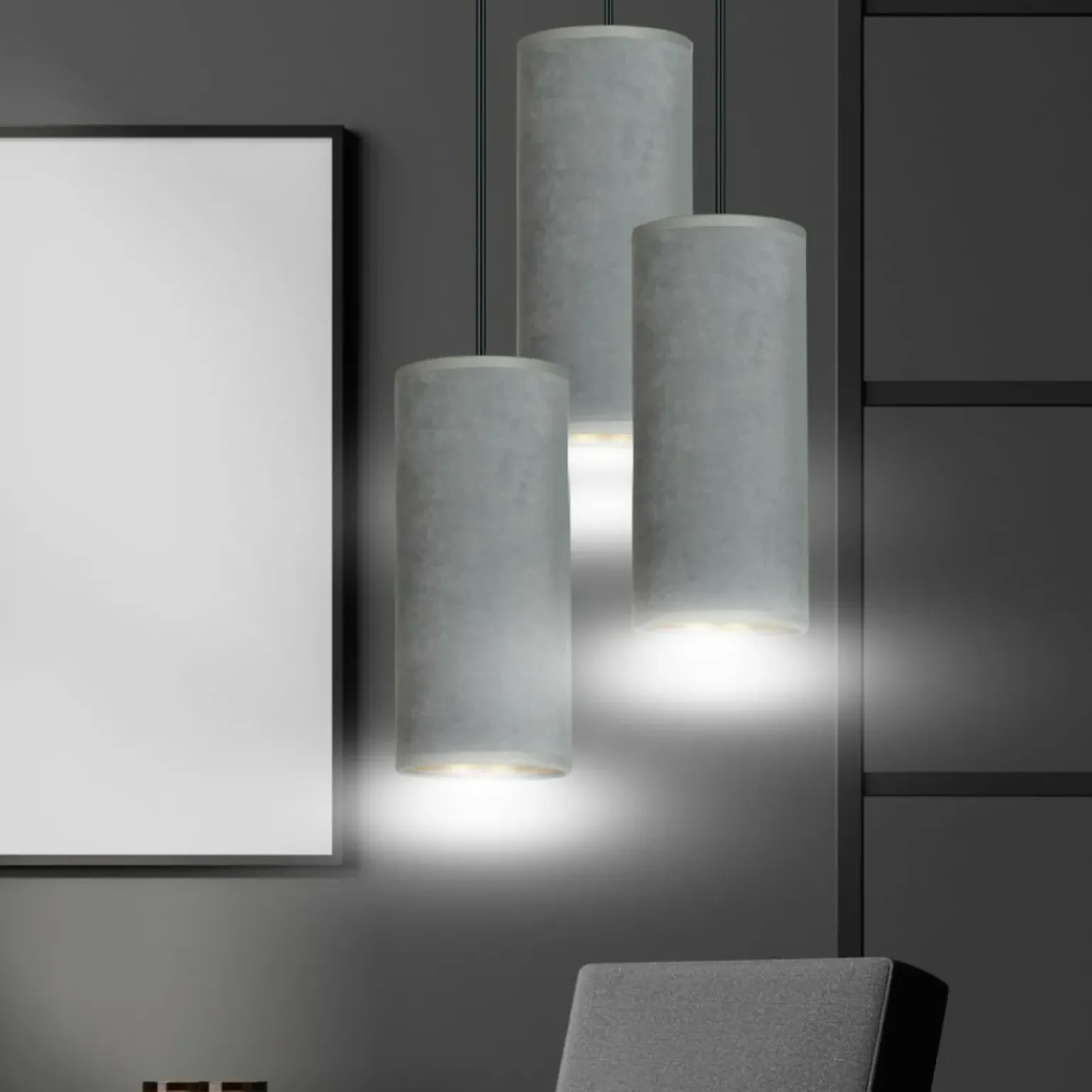 Outlet Kaskada wąskich abażurów, do sypialni 1060/3PREM BENTE PREMIUM | Kaja Żyrandole Nowoczesne