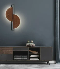 Sklep Kaja Kinkiet - dwa półkola, kolor ciemne drewno 7652 | Kaja Oświetlenie