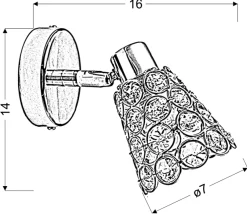 Sklep Kaja Kinkiet ścienny z kryształkami, do korytarza 91-97463 z serii GLOSSY | Kaja Oświ