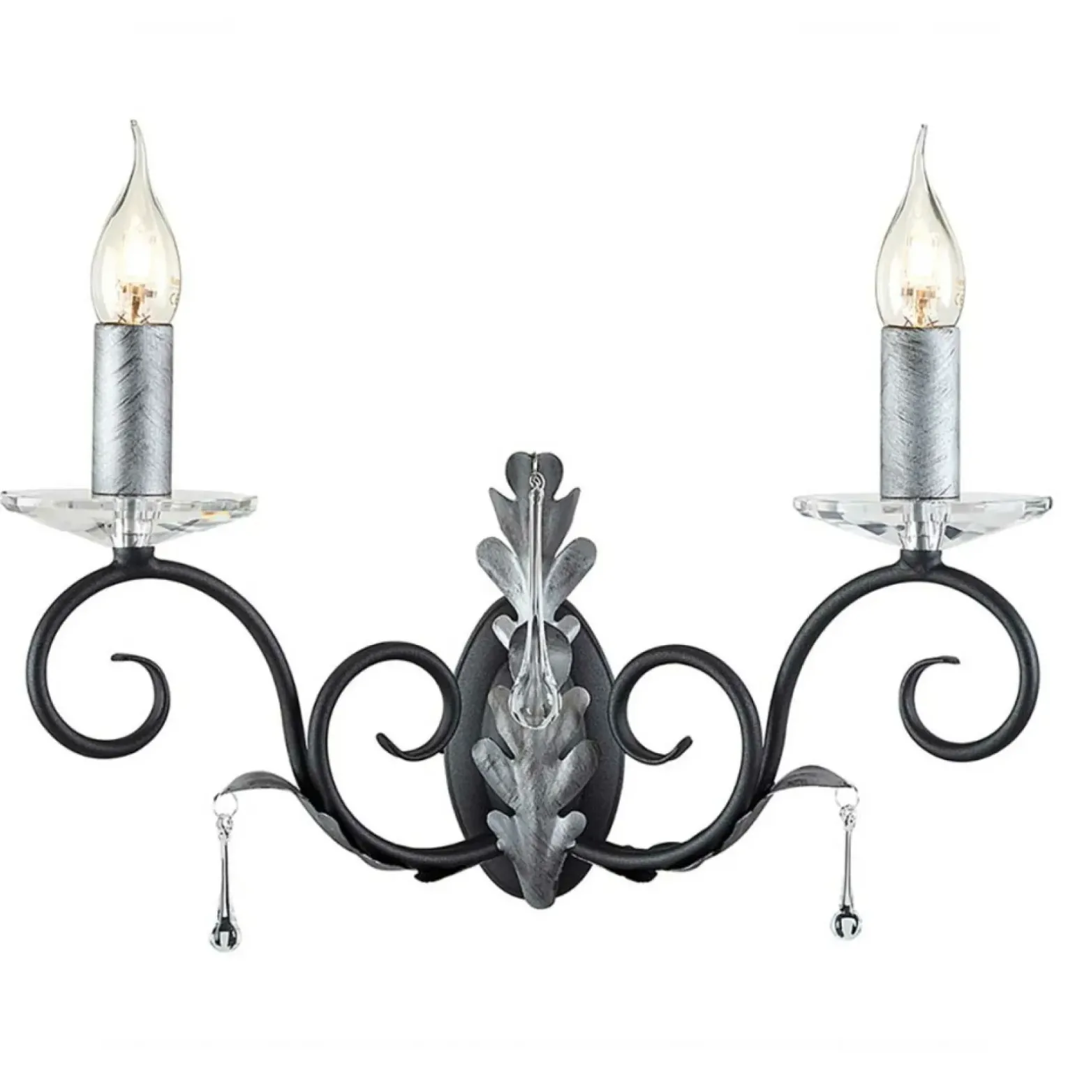 Sklep Kaja Kinkiet ścienny z ozdobnym liściem AML2-BLK-SILVER z serii AMARILLI