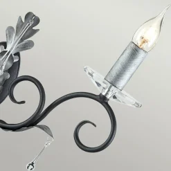 Sklep Kaja Kinkiet ścienny z ozdobnym liściem AML2-BLK-SILVER z serii AMARILLI