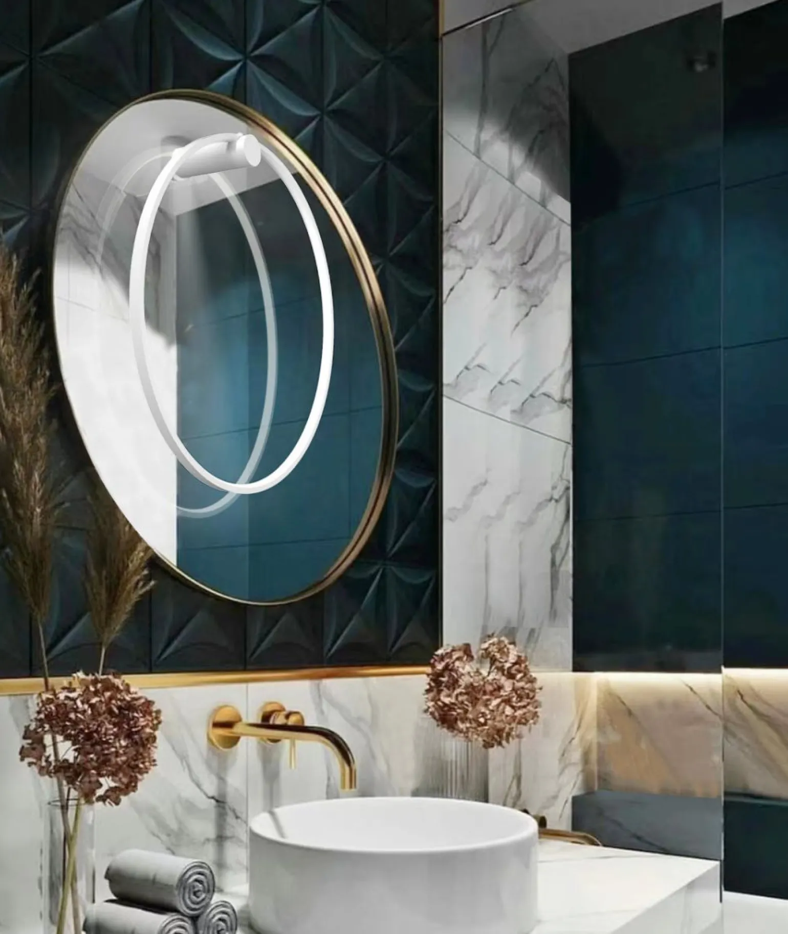 Sklep Kaja Kinkiet w kształcie koła 90cm do łazienki LP-999/1W L WH MIRROR