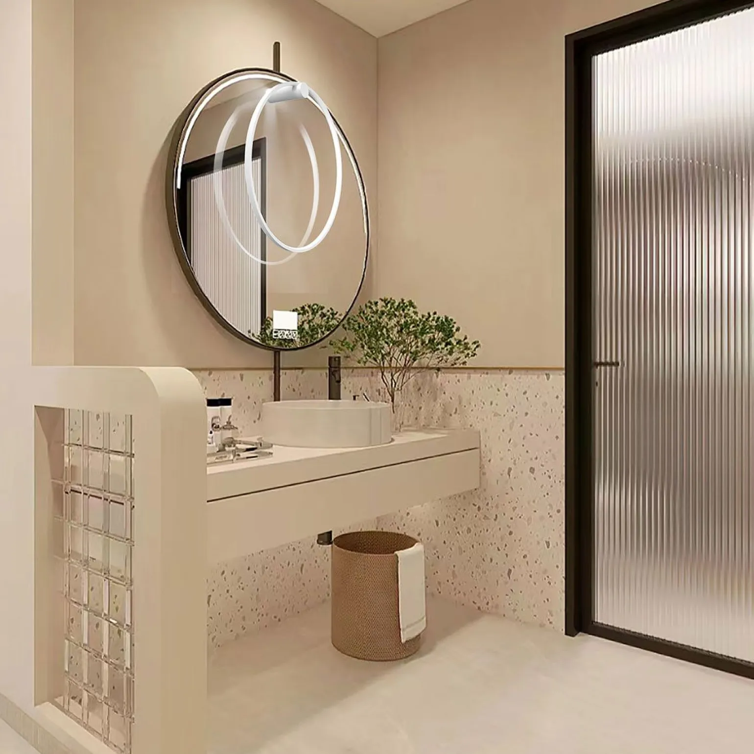 Sklep Kaja Kinkiet w kształcie koła 90cm do łazienki LP-999/1W L WH MIRROR