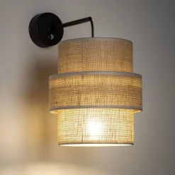 Sklep Kaja Kinkiet w stylu boho, naturalny abażur TK 5400 CALISTO JUTA | Kaja