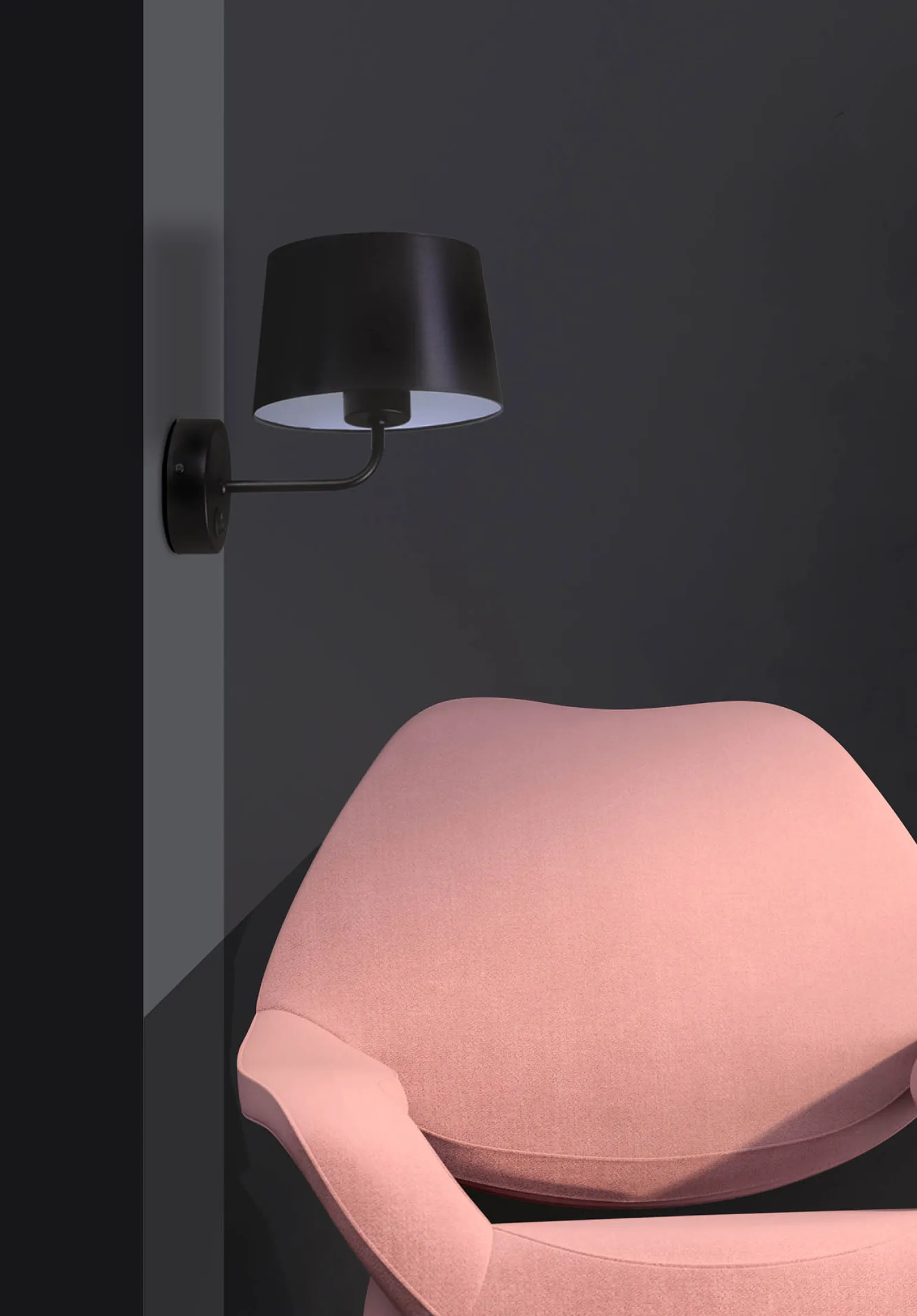 Sklep Kaja Kinkiet z abażurem i włącznikiem K-4351 REMI BLACK | Kaja Oświetlenie