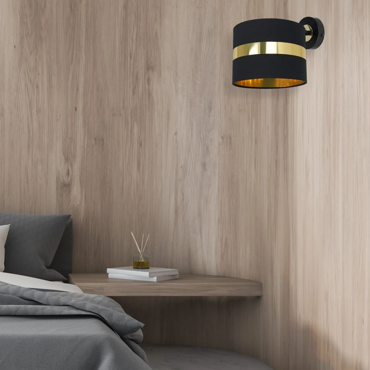 Sklep Kaja Kinkiet z abażurem, kolor czerni i złota MLP6317 z serii PALMIRA | Kaja Oświetle