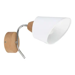 Sklep Kaja Kinkiet z elementami drewna, biały abażur 8341174 MATTE | Kaja