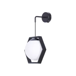 Sklep Kaja Kinkiet z kloszem w czarnej geometrycznej ramce K-4789 | Kaja