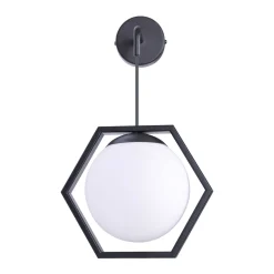 Sklep Kaja Kinkiet z kloszem w czarnej geometrycznej ramce K-4789 | Kaja