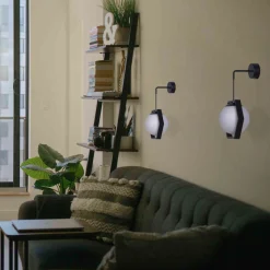 Sklep Kaja Kinkiet z kloszem w czarnej geometrycznej ramce K-4789 | Kaja