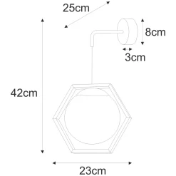 Sklep Kaja Kinkiet z kloszem w czarnej geometrycznej ramce K-4789 | Kaja