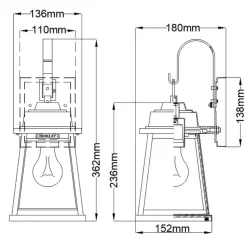 Sklep Kaja Kinkiet zewnętrzny w brązie HK-BAINBRIDGE-S-OZ z serii BAINBRIDGE