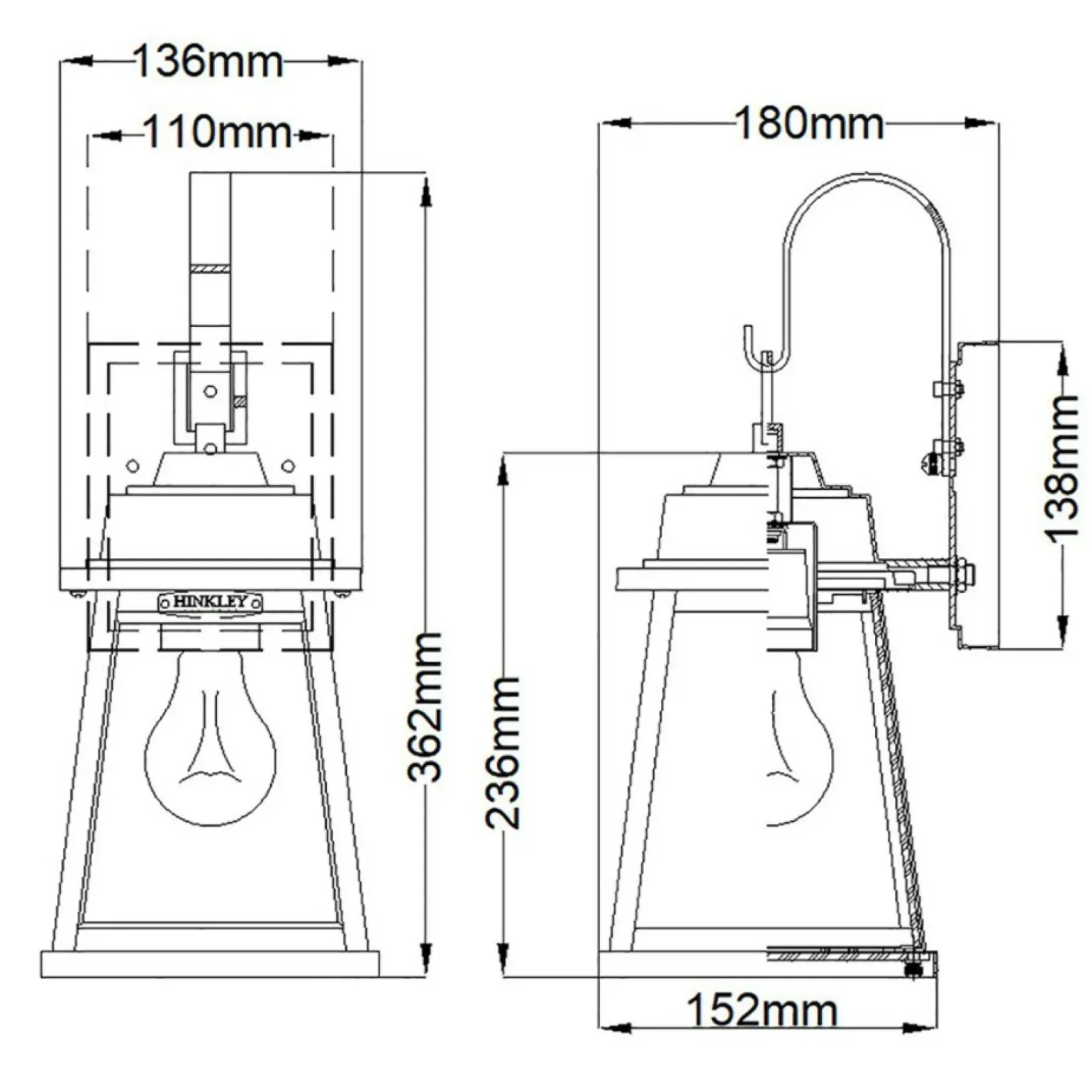 Sklep Kaja Kinkiet zewnętrzny w brązie HK-BAINBRIDGE-S-OZ z serii BAINBRIDGE