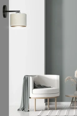 Sklep Kaja Klasyczna lampa ścienna z biało-złotym abażurem 1052/K1 HILDE | Kaja