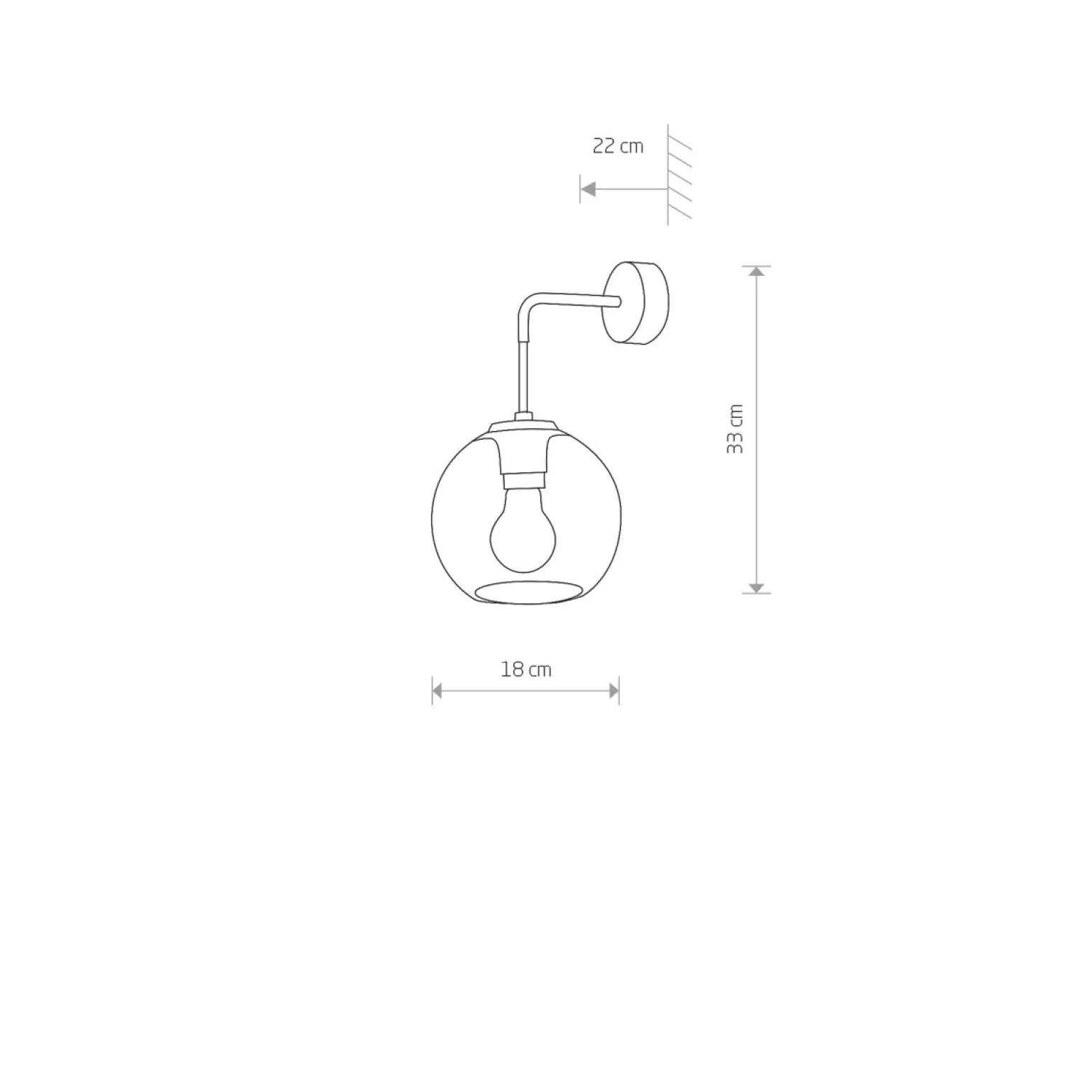 Sklep Kaja Klasyczna lampa ścienna z kloszem, kształt kuli 9132 | Kaja