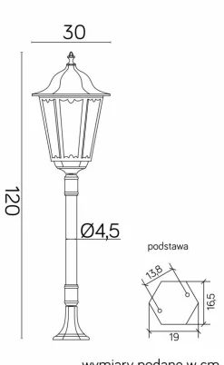 Sklep Kaja Klasyczna lampa ogrodowa, duży gwint K 5002/2/BD 45 z serii RETRO MAXI | Kaja Oś