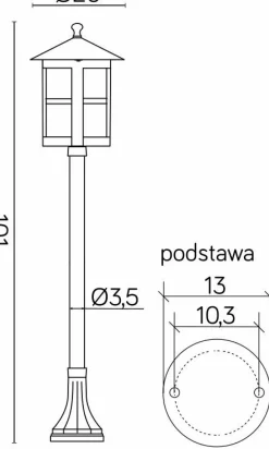 Sklep Kaja Klasyczna lampa ogrodowa o wysokości metra K 5002/2/TD z serii CORDOBA | Kaja Oś