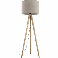 Sklep Kaja Klasyczna lampa stojąca, trójnóg z lnem TK 16021 GRAND SOSNA | Kaja