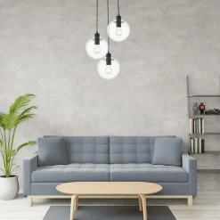 Flash Sale Klasyczna lampa wisząca do salonu LP-004/3P BK PUERTO | Kaja Żyrandole Nowoczesne