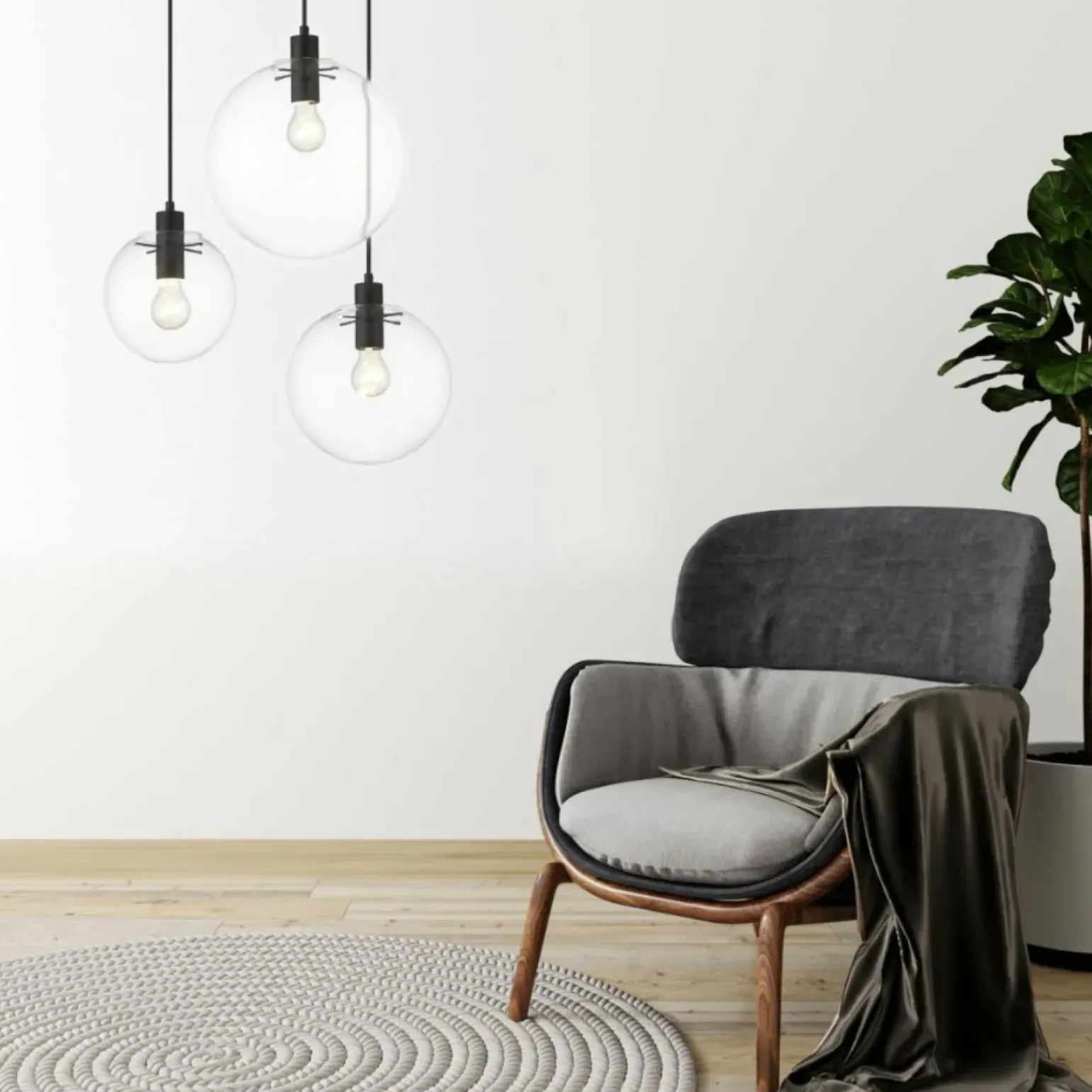 Flash Sale Klasyczna lampa wisząca do salonu LP-004/3P BK PUERTO | Kaja Żyrandole Nowoczesne