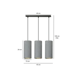 Sklep Kaja Klasyczna lampa wisząca z szarymi abażurami 1060/3 BENTE | Kaja