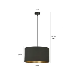 Sklep Kaja Klasyczna lampa wisząca z czarno-złotym abażurem 1054/1 HILDE | Kaja