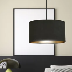 Sklep Kaja Klasyczna lampa wisząca z czarno-złotym abażurem 1054/1 HILDE | Kaja