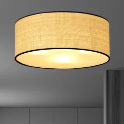 Sklep Kaja Klasyczny plafon z rattanowym abażurem 1149/3 ASTON | Kaja Oświetlenie