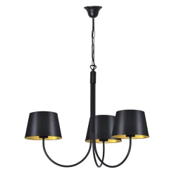 Sklep Kaja Klasyczny żyrandol z czarno-złotymi abażurami K-4335 | Kaja