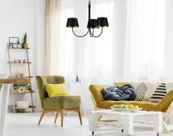 Sklep Kaja Klasyczny żyrandol z czarno-złotymi abażurami K-4335 | Kaja