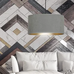 Sklep Kaja Klasyczny żyrandol z szaro-złotym abażurem 1050/1 HILDE | Kaja