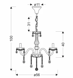 Sklep Kaja Królewska lampa świecznik z kryształami 35-30313 CRISTALLO | Kaja